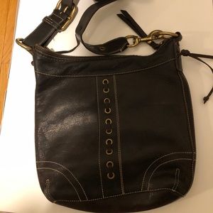Coach purse dark brown leather adjustable strap